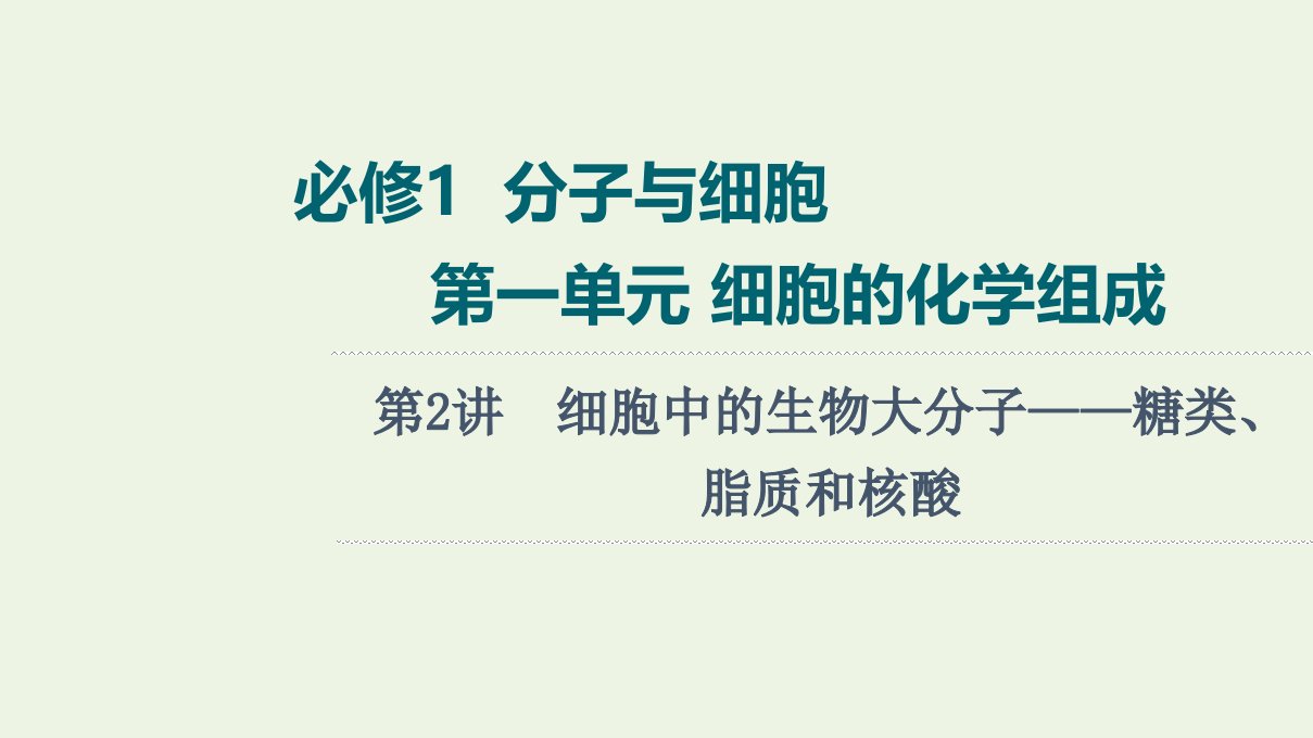 版高考生物一轮复习第1单元细胞的化学组成第2讲细胞中的生物大分子__糖类脂质和核酸课件苏教版必修1