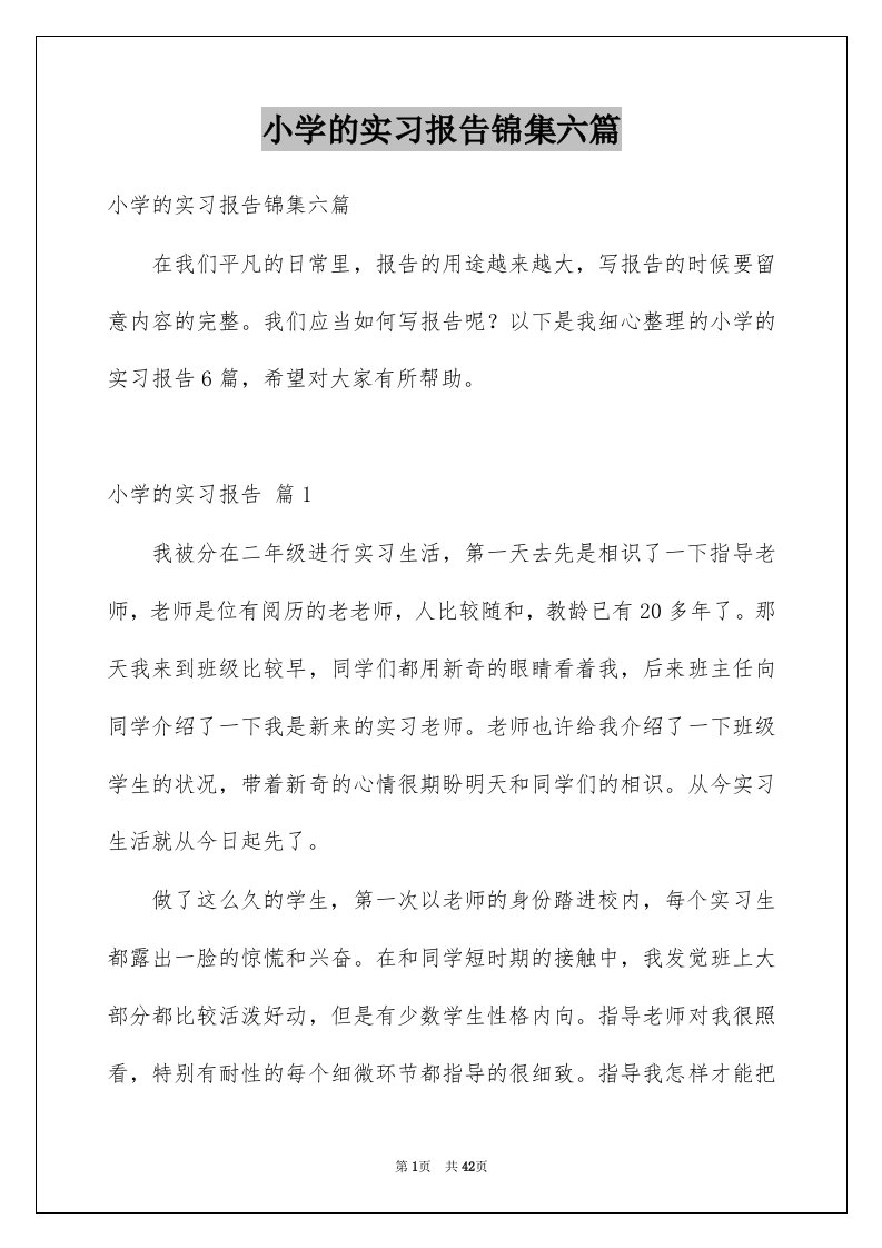 小学的实习报告锦集六篇