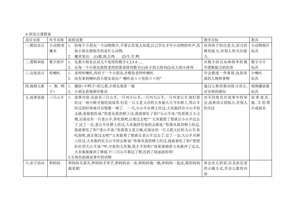 特殊儿童语言课教案