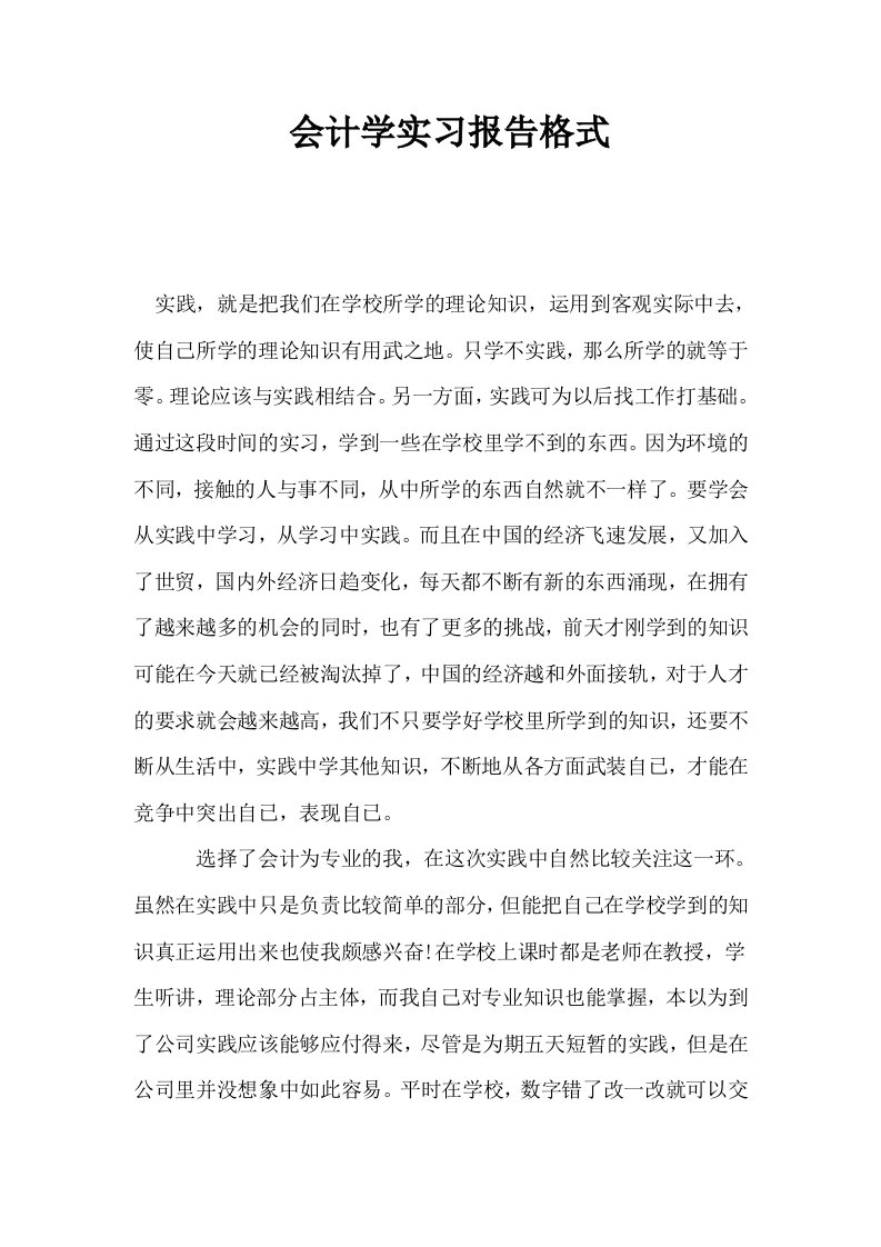 会计学实习报告格式