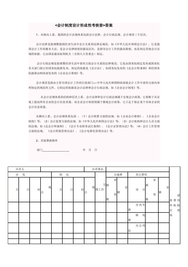 会计制度设计形成性考核册答案