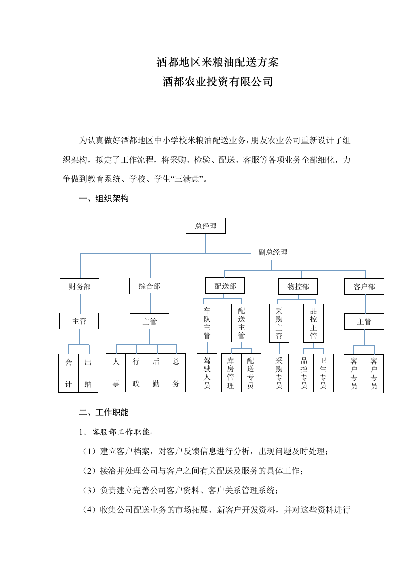 (完整版)配送实施方案、应急预案等(定)