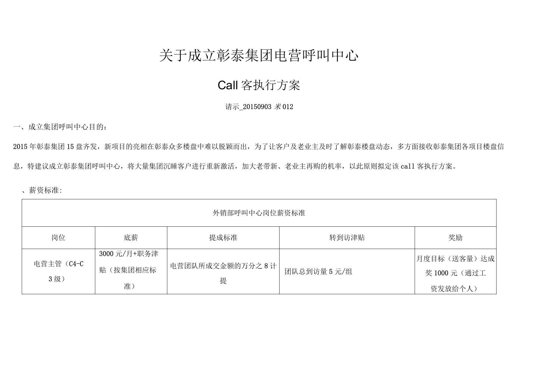 彰泰集团呼叫中心call客执行方案设计