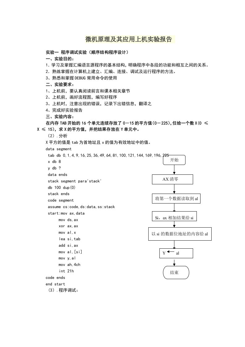 微机原理及应用实验报告