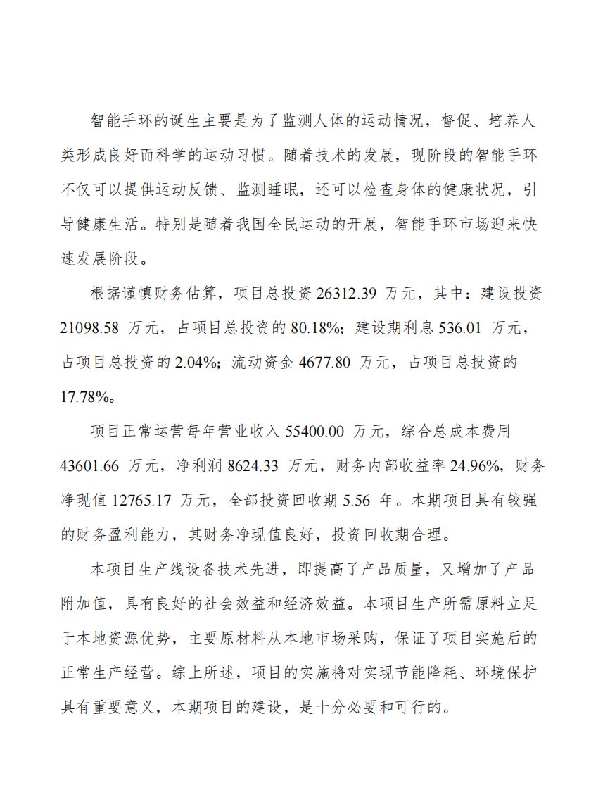 智能手环项目财务分析报告