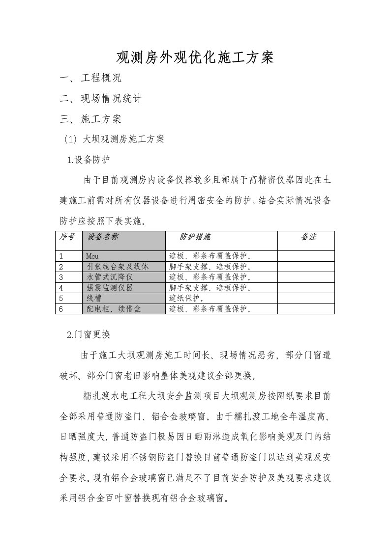 GNSS观测房装修施工方案