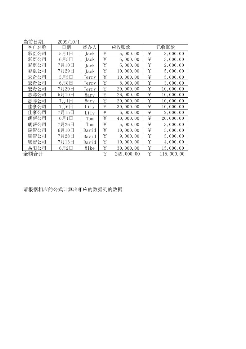 往来账账龄分析表