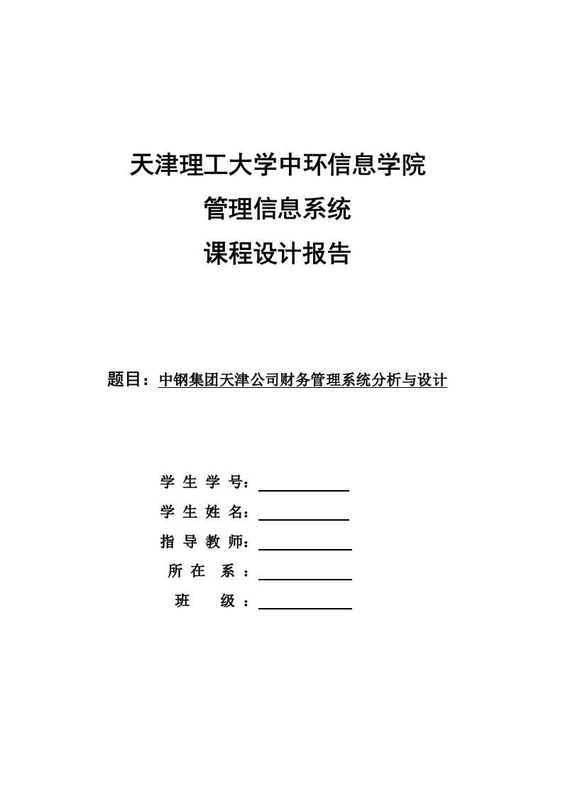 某某公司财务管理系统分析与设计