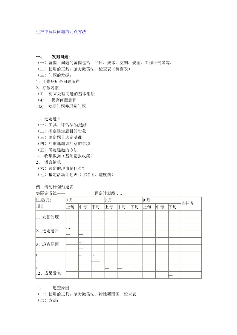 生产中解决问题的九点方法.doc