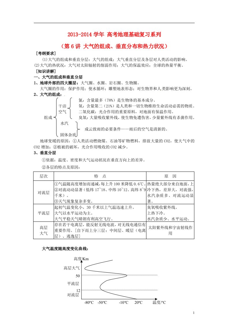 高考地理第一阶段复习