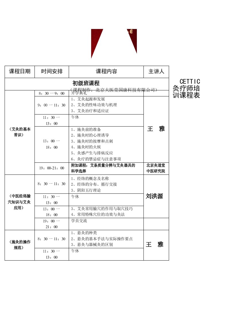 灸疗师职业培训内容课程