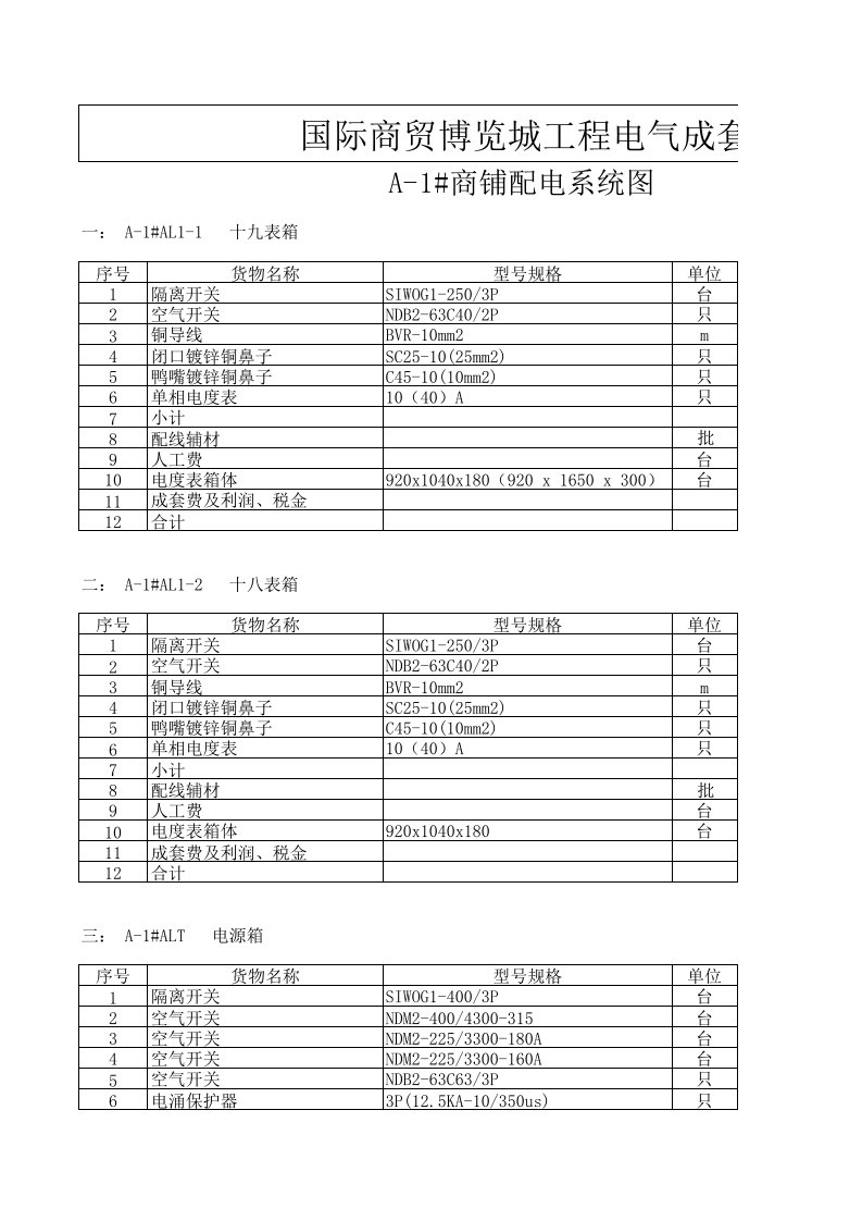 电气工程-国际商贸博览城工程电气成套设备报价