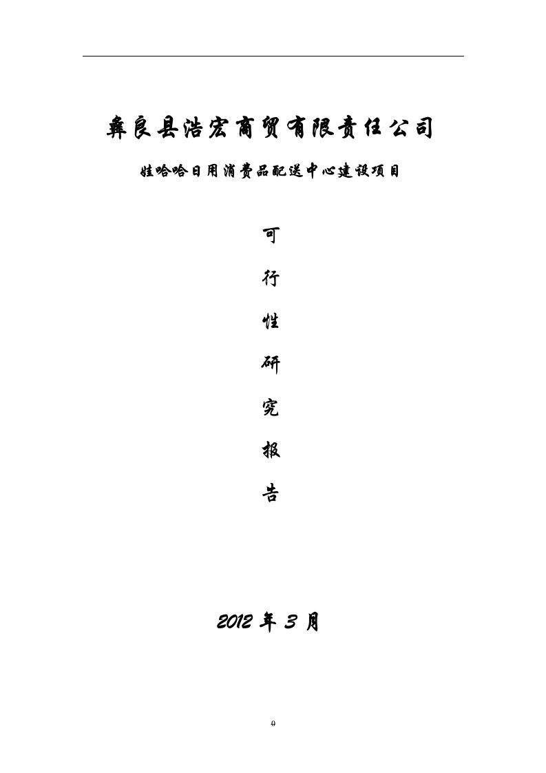 日用消费品配送中心建设项目可行性研究报告1