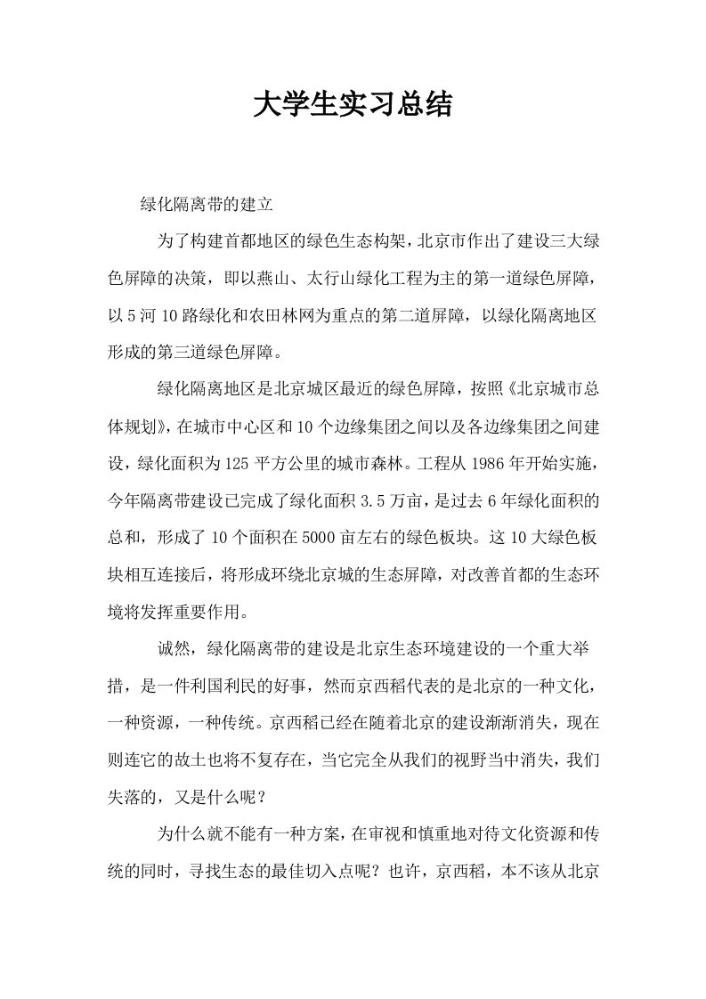 大学生实习总结4