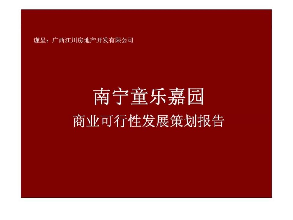 2012年南宁童乐嘉园商业可行性发展策划报告