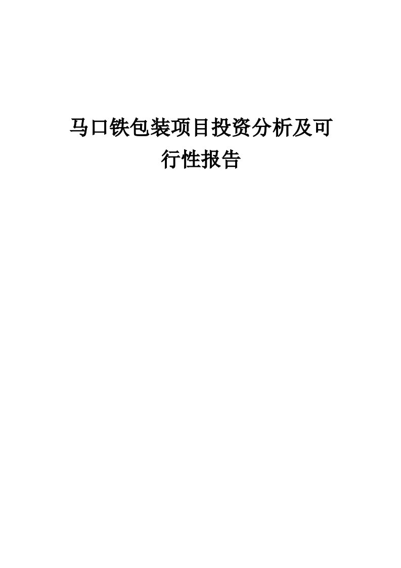 2024年马口铁包装项目投资分析及可行性报告