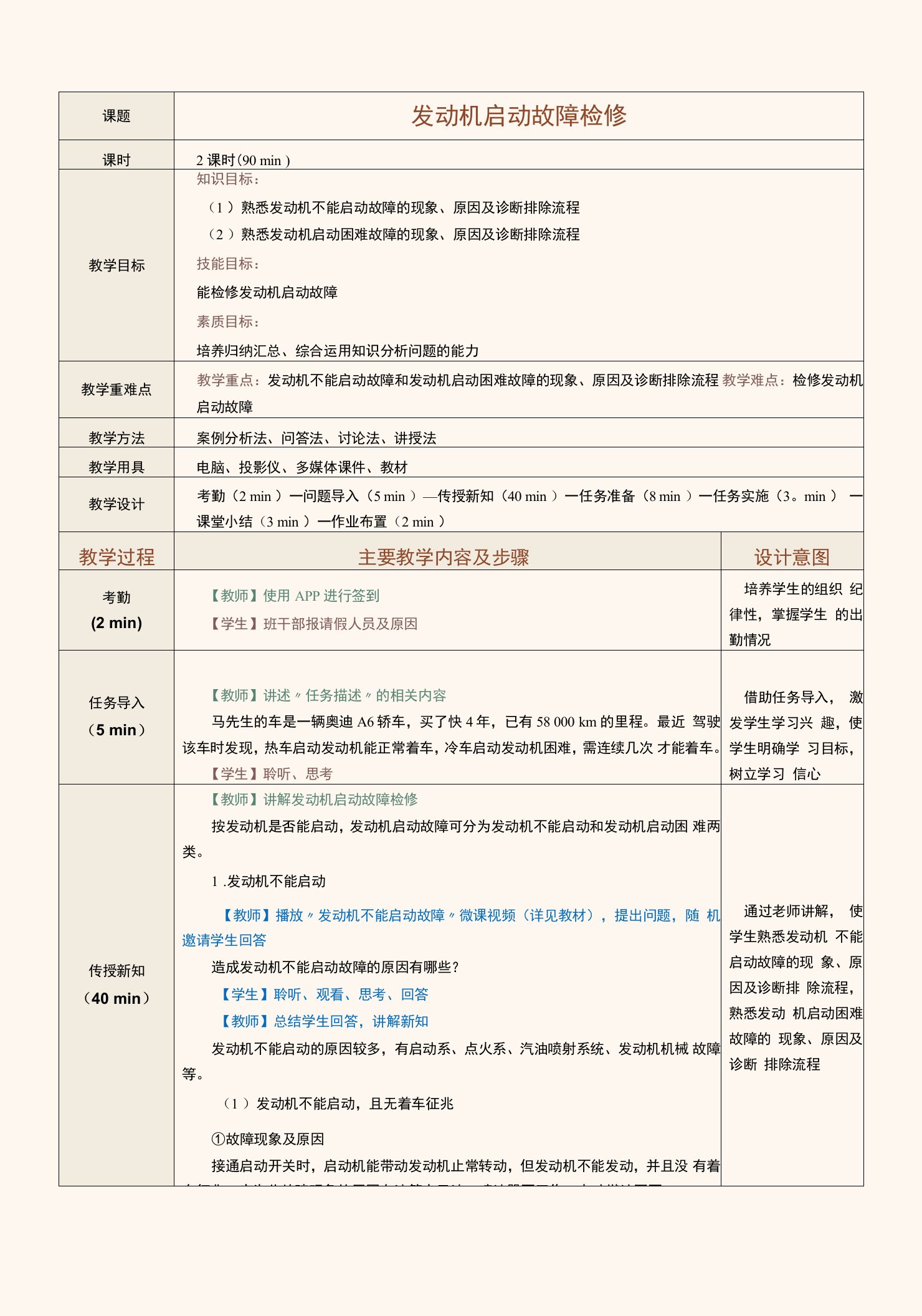 《汽车发动机电控系统检修》教案