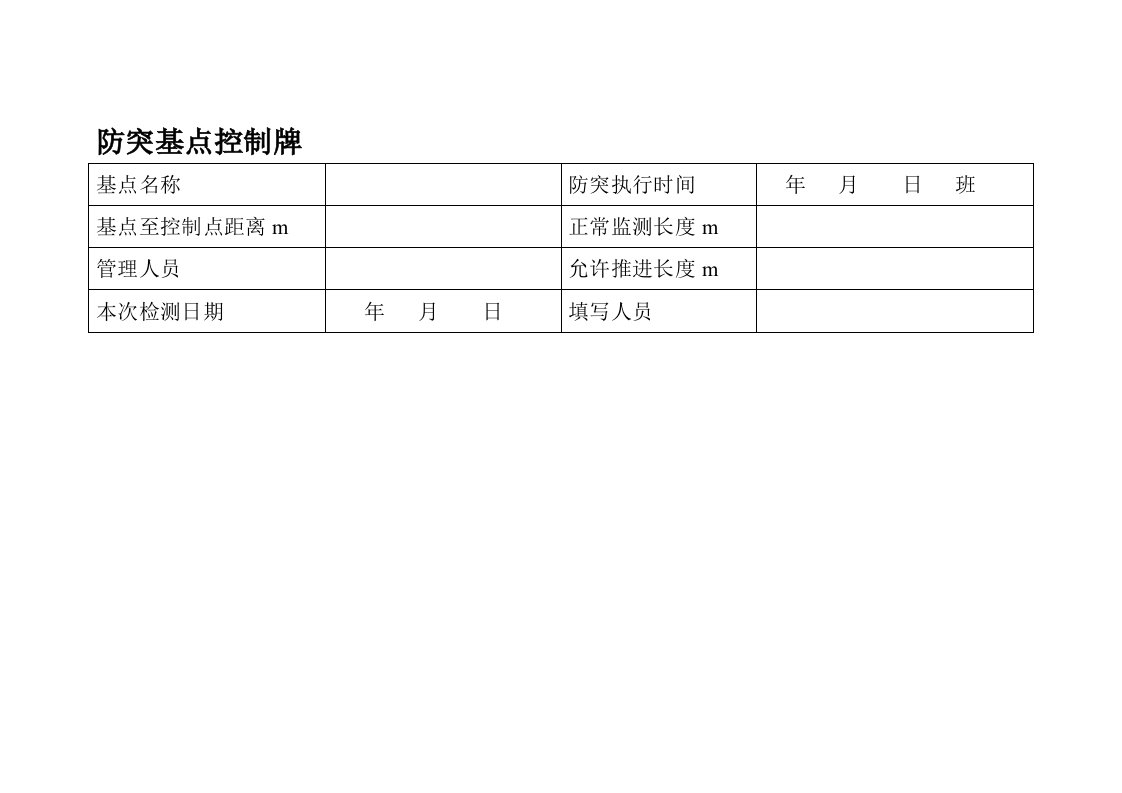 防突基点控制牌