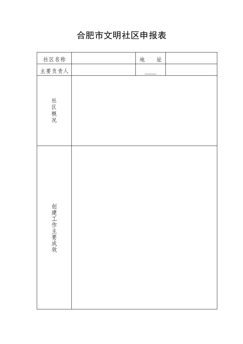 合肥市文明社区申报表