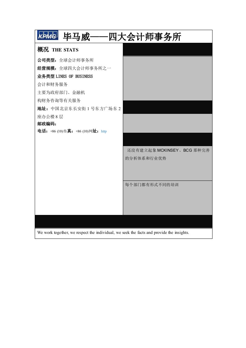 精品文档-毕马威公司信息表格