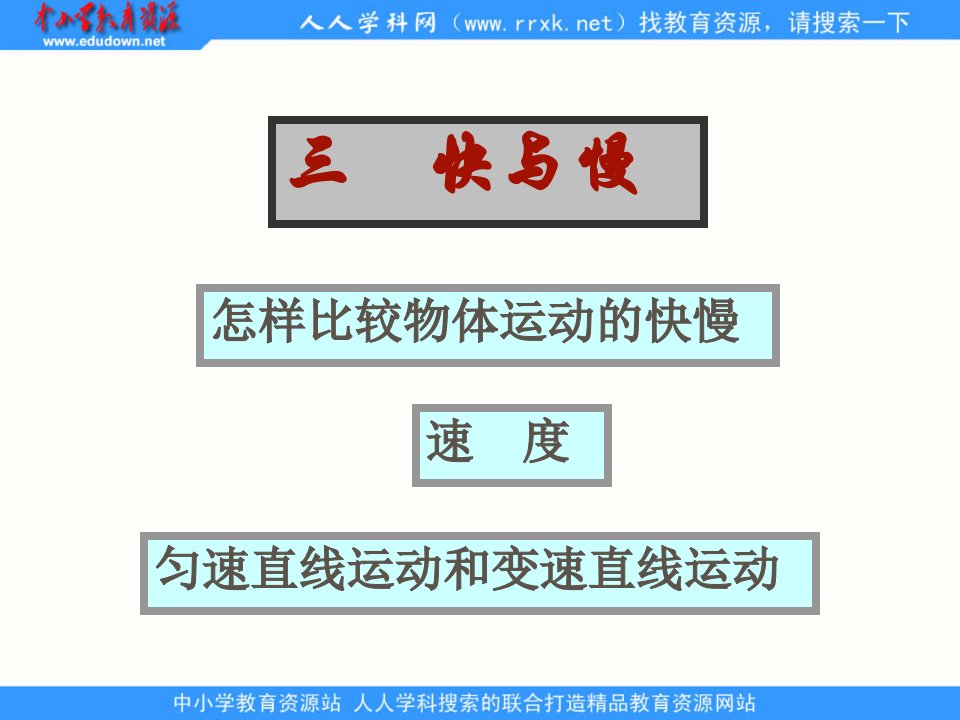 沪科版物理八年级23快与慢PPT课件