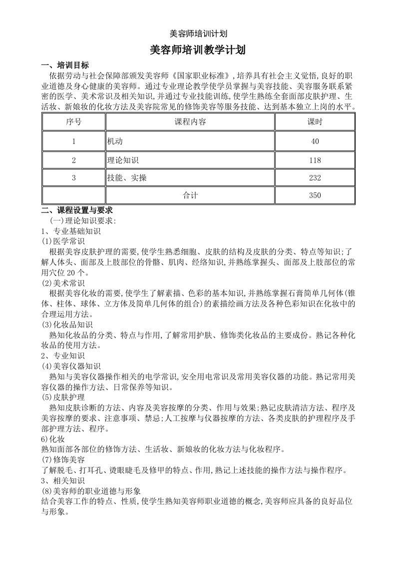 美容师培训计划