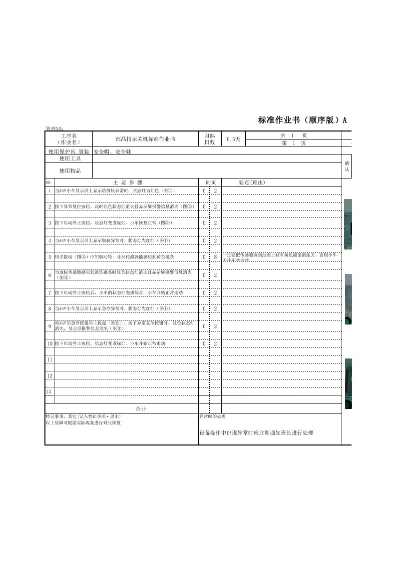 华晓AGV常见故障处理标准作业书