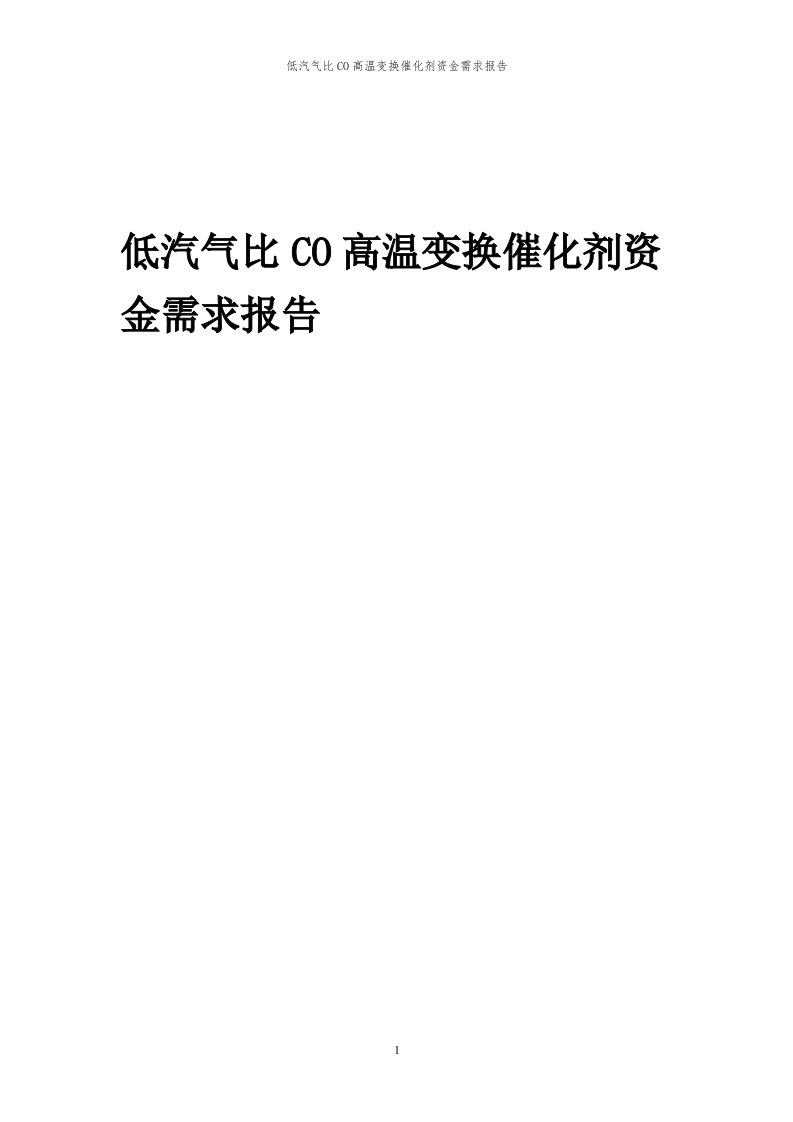 2024年低汽气比co高温变换催化剂项目资金需求报告代可行性研究报告