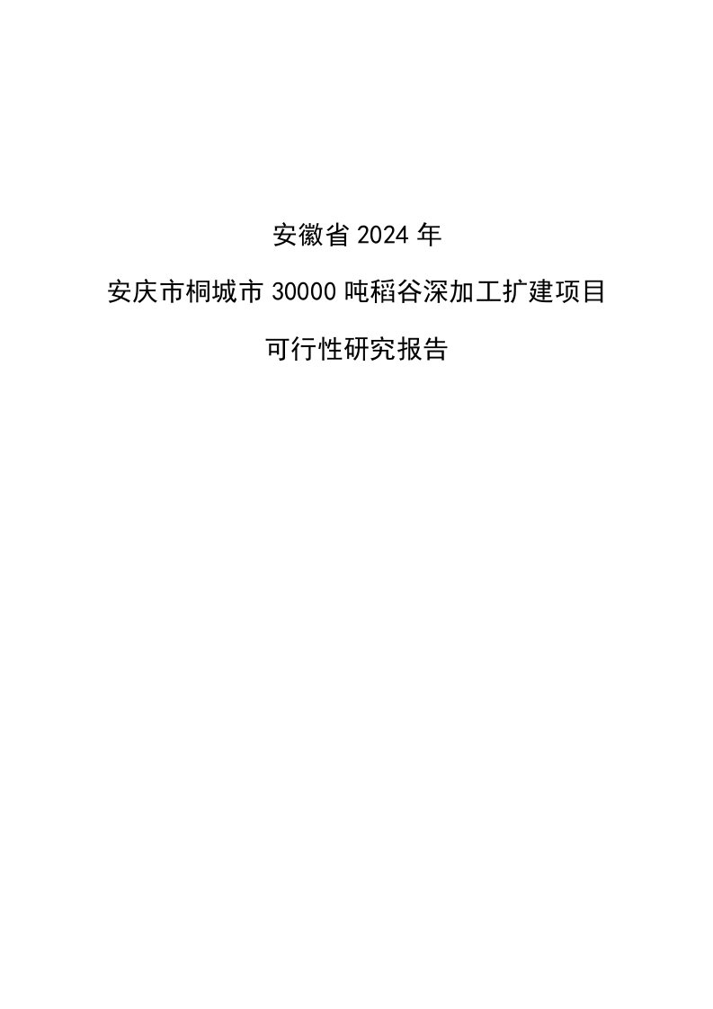 30000吨年稻谷深加工扩建项目可行性研究报告