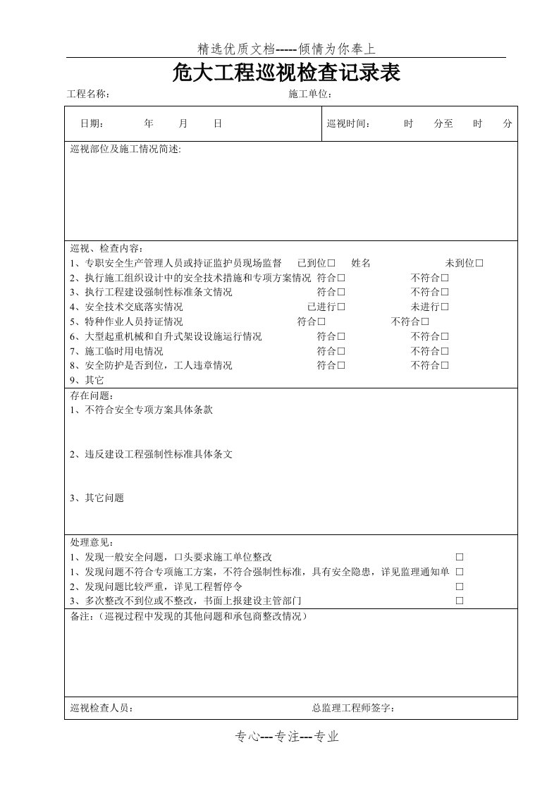 危大工程巡视检查记录表(共2页)