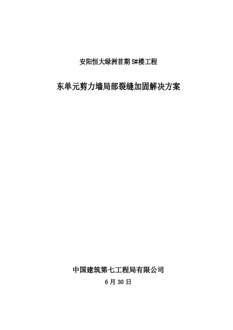 剪力墙混凝土裂缝注胶综合施工处理专题方案