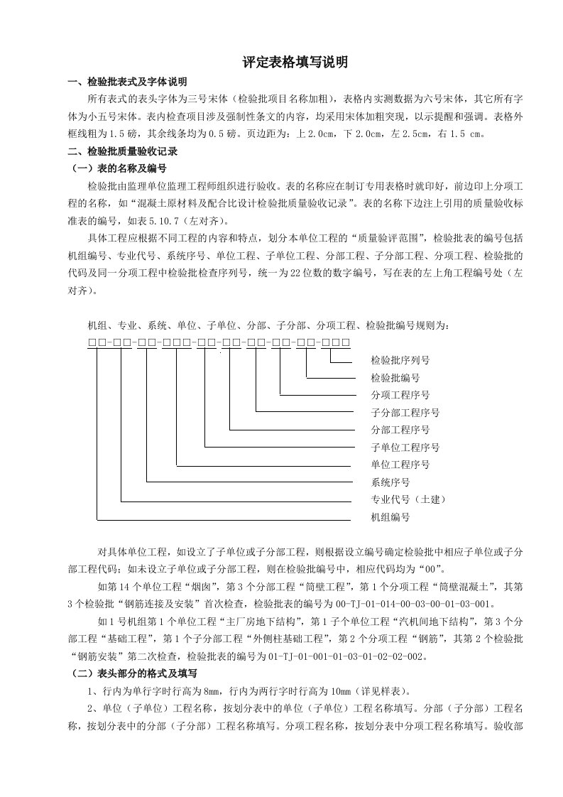 电力土建工程质量检验及评定表格及填表说明