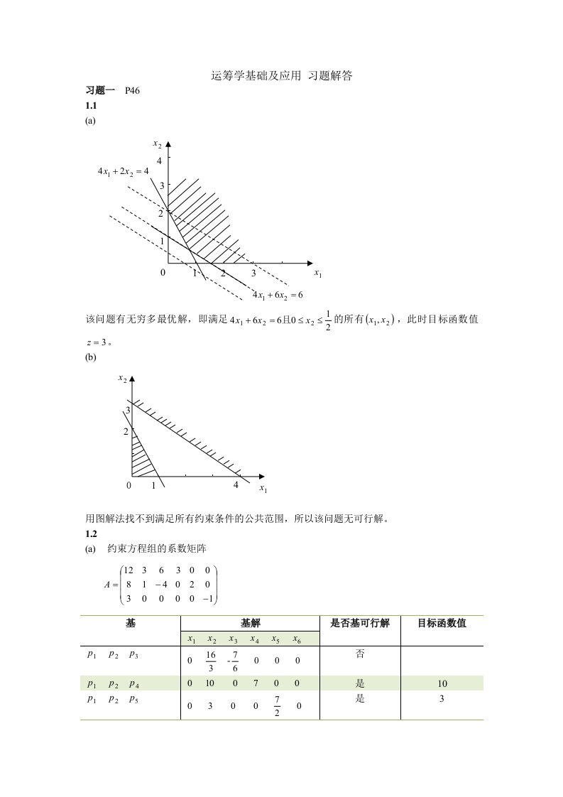 运筹学基础及应用第四版胡运权主编课后练习答案