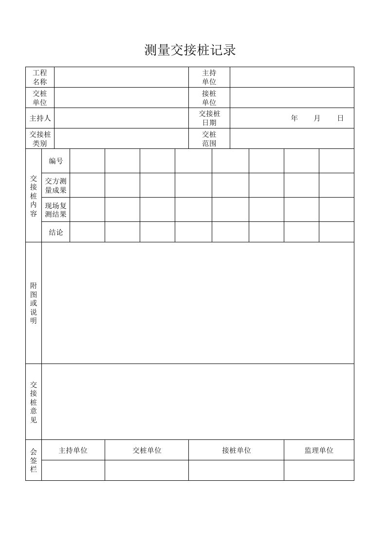 工程资料-0测量交接桩记录