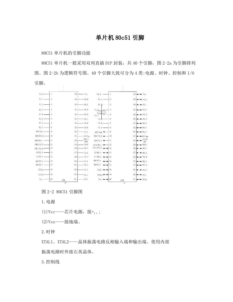 qwuAAA单片机80c51引脚