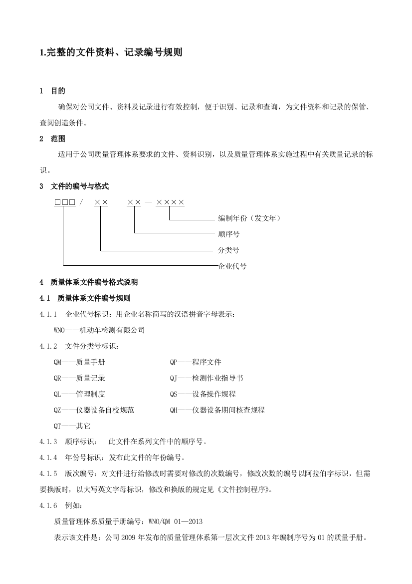 完整的文件资料编号规则