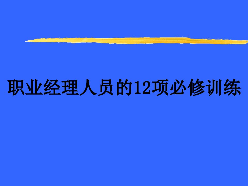 职业经理人员的12项必修训练