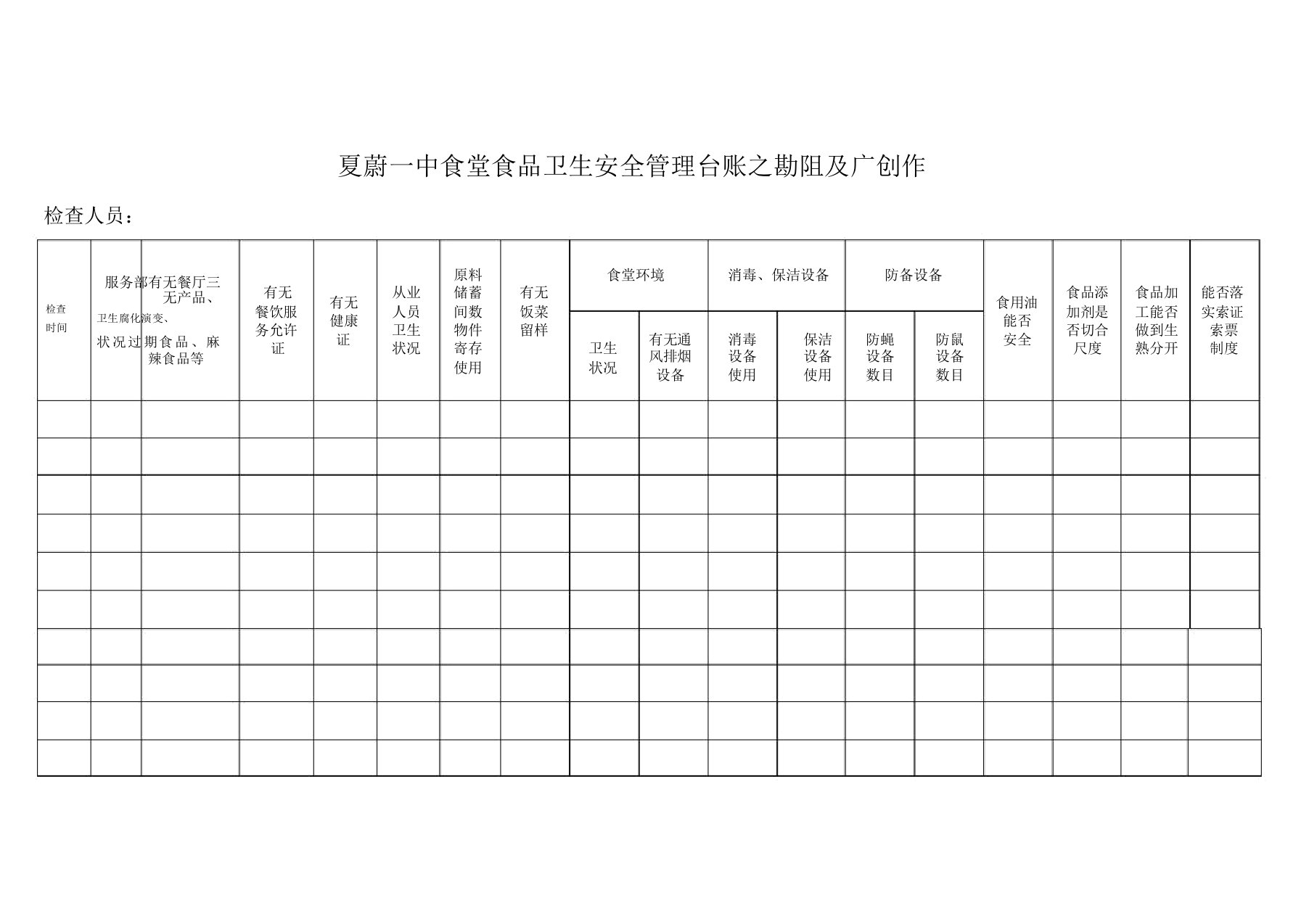 食品安全管理台账