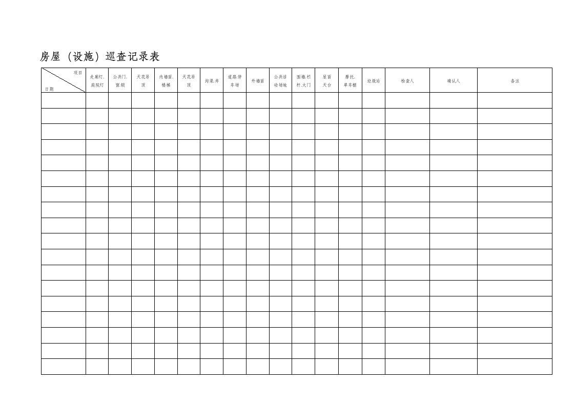 房屋设施巡查记录表