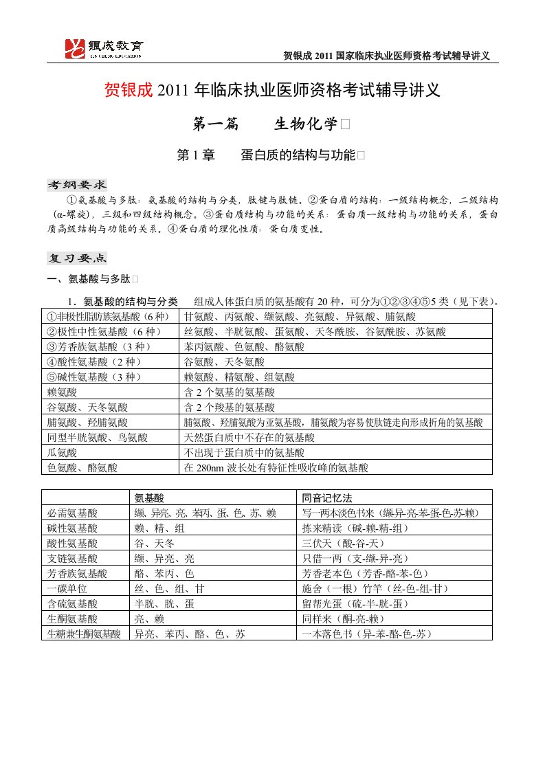 贺银成国家临床执业医师资格考试辅导讲义（上下册）