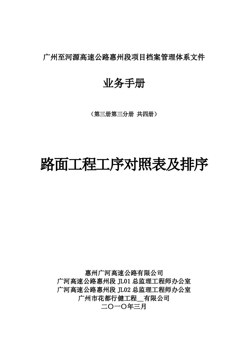 路面、绿化工程施工工序与监理程序使用表格及工序对照表