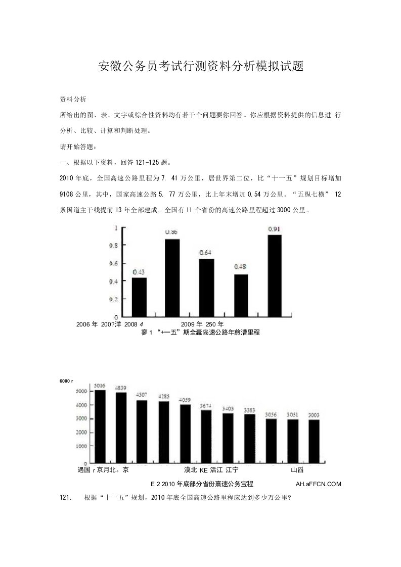 安徽公务员考试行测资料分析模拟试题25