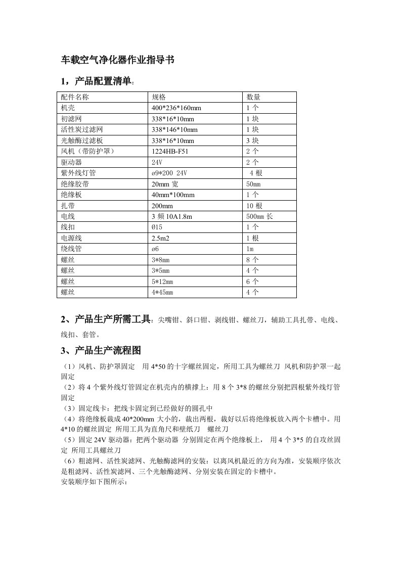 空气净化器作业指导书