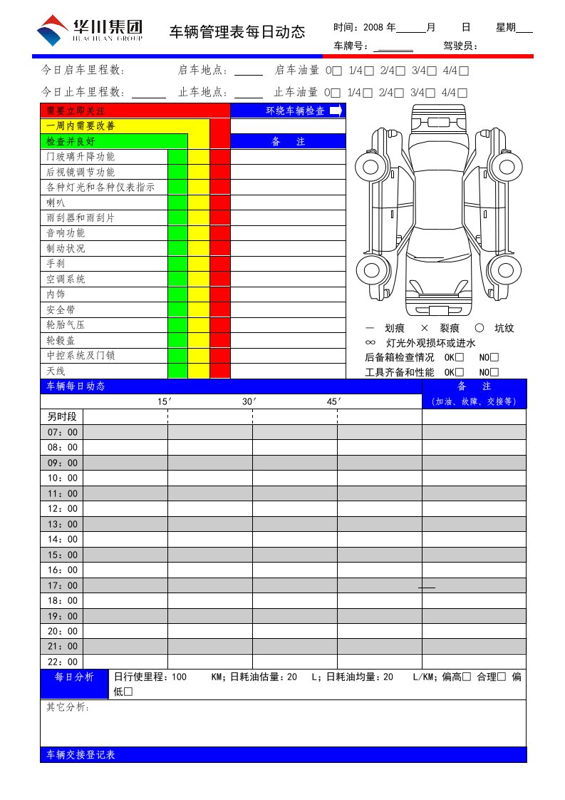 车辆管理表