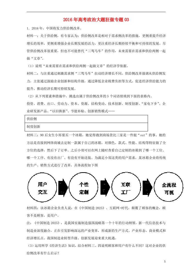 2016年高考政治