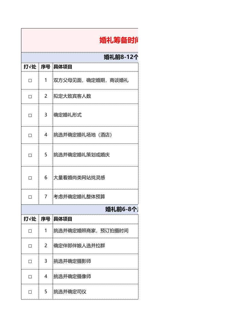 精品文档-婚礼筹备时间表