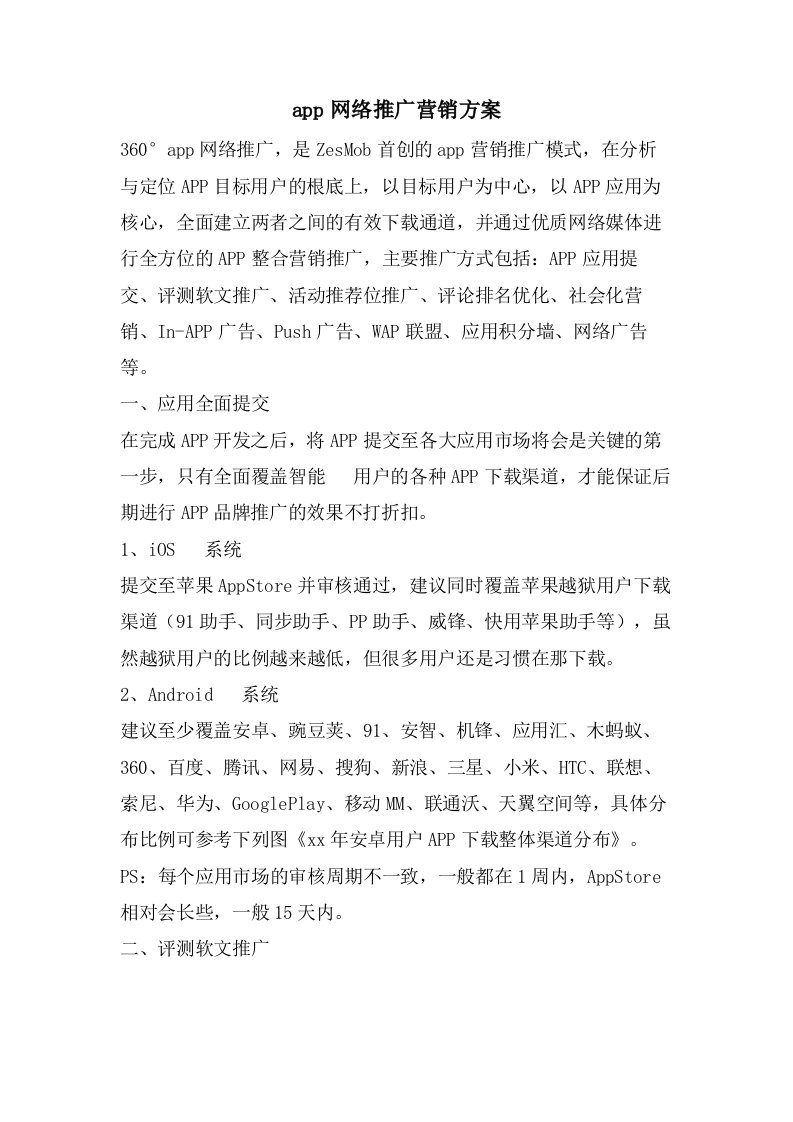 app网络推广营销方案