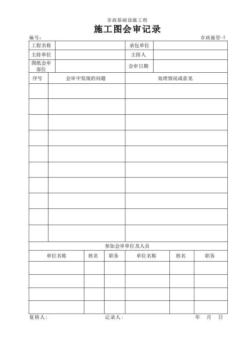 市政工程表格-施工图会审记录