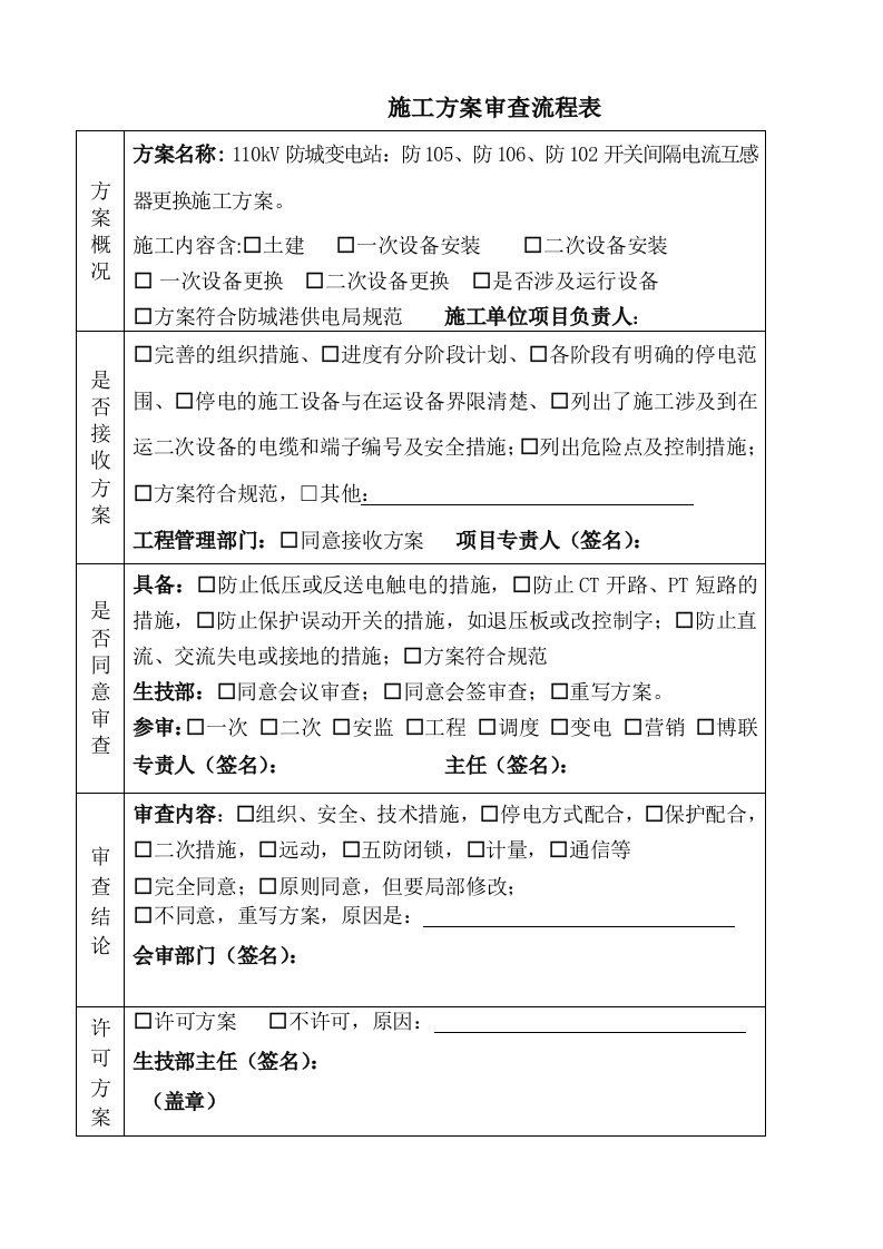 防10防10防106电流互感器更换施工方案