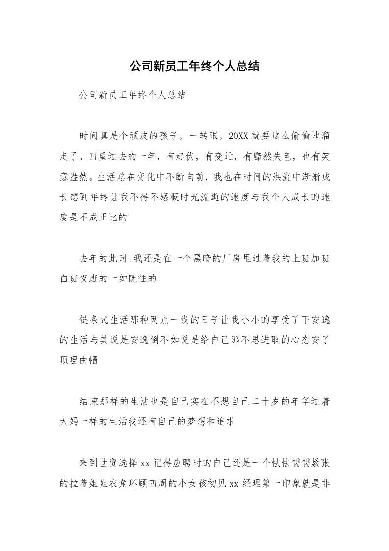 公司新员工年终个人总结